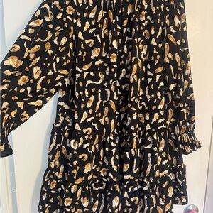 Nine West Black and Brown Long Sleeve Dress